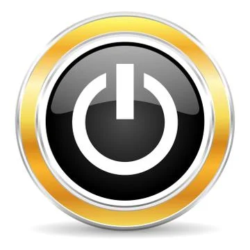 Black web button with golden ring 库存插图