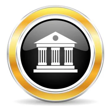 Black web button with golden ring Illustrazione stock