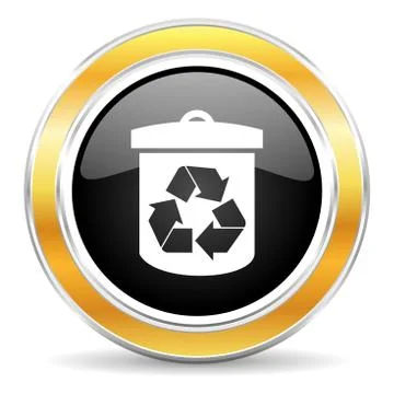 Black web button with golden ring Illustrazione stock