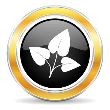 Black web button with golden ring Illustrazione stock