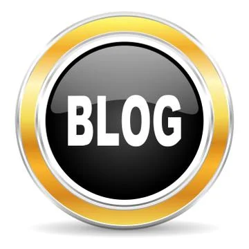 Black web button with golden ring Illustrazione stock