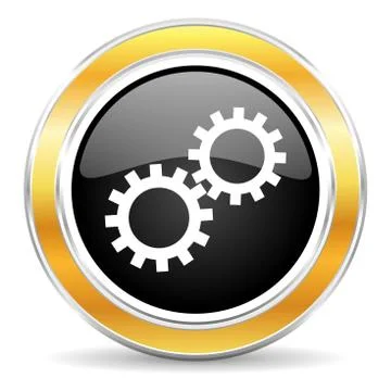 Black web button with golden ring Stock-Illustration