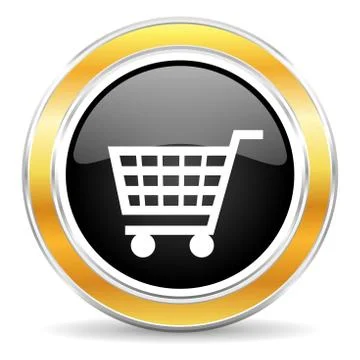 Black web button with golden ring Stock Illustration