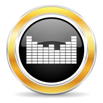 Black web button with golden ring Stock Illustration