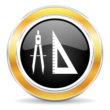 Black web button with golden ring 库存插图