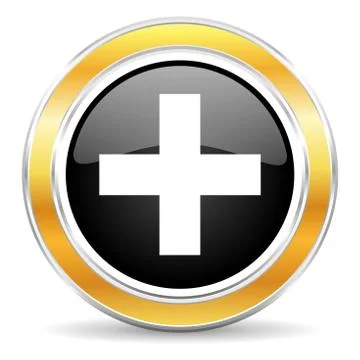 Black web button with golden ring Stockillustratie