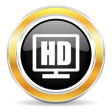 Black web button with golden ring 库存插图