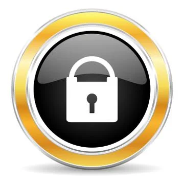 Black web button with golden ring Illustrazione stock