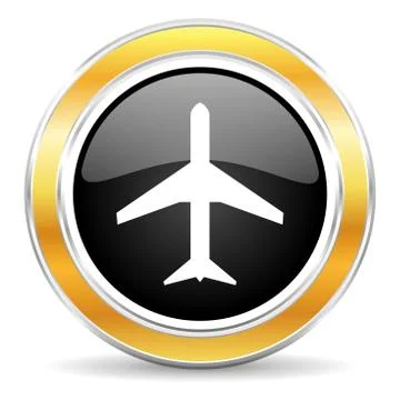 Black web button with golden ring Stock Illustration