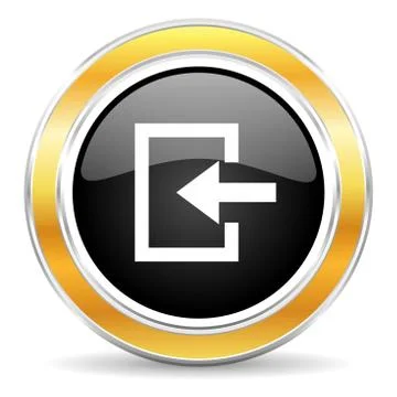 Black web button with golden ring Illustrazione stock