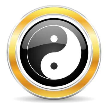 Black web button with golden ring 库存插图