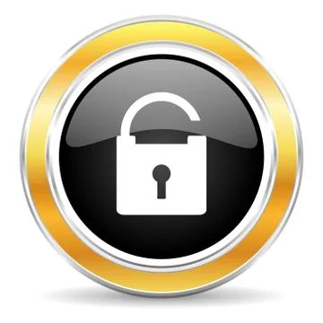 Black web button with golden ring 库存插图