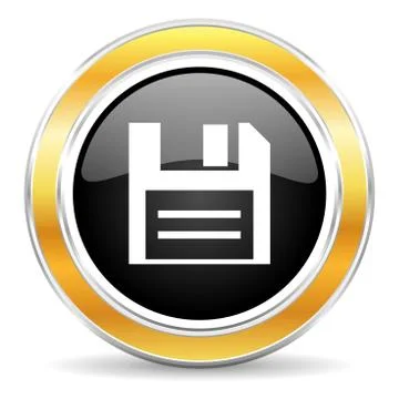 Black web button with golden ring Illustrazione stock