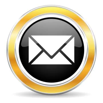 Black web button with golden ring Illustrazione stock