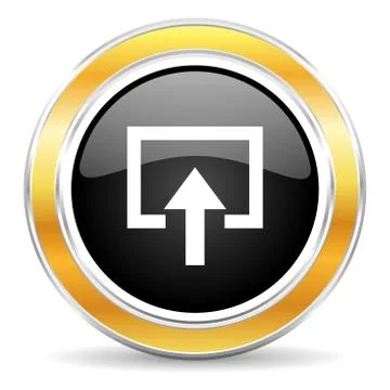 Black web button with golden ring Stockillustratie