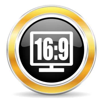 Black web button with golden ring Stockillustratie