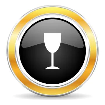 Black web button with golden ring Illustrazione stock