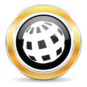 Black web button with golden ring Stock-Illustration