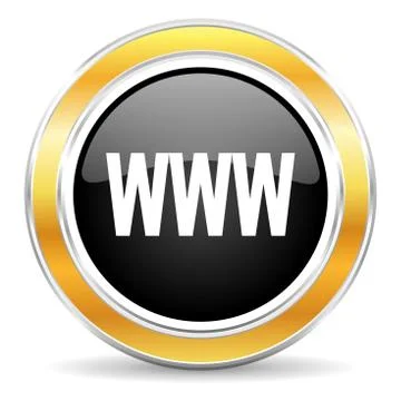 Black web button with golden ring Stock-Illustration