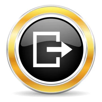 Black web button with golden ring 库存插图