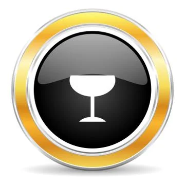 Black web button with golden ring 库存插图