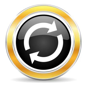 Black web button with golden ring Illustrazione stock