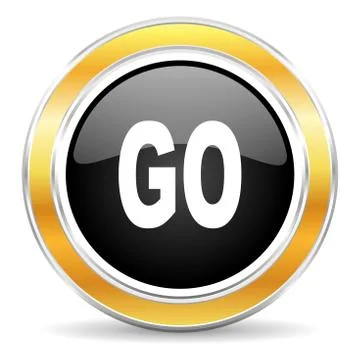 Black web button with golden ring Illustrazione stock