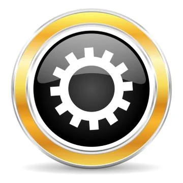 Black web button with golden ring Illustration
