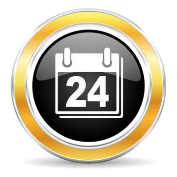 Black web button with golden ring Illustrazione stock