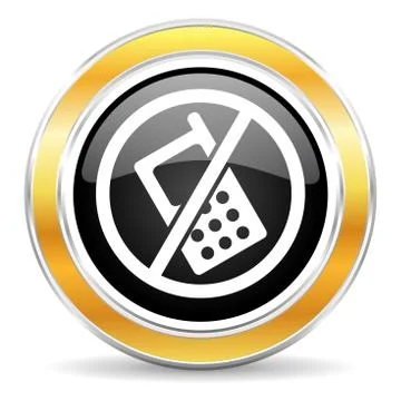 Black web button with golden ring 스톡 일러스트