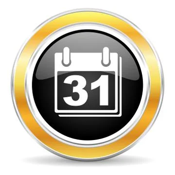 Black web button with golden ring Illustrazione stock