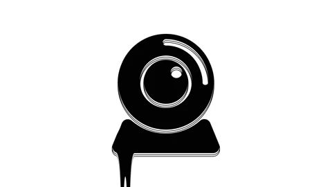 Black Web camera icon isolated on white background. Chat camera. Webcam icon. 4K Stock Footage 233774646