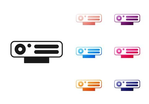 Black Web camera icon isolated on white background. Chat camera. Webcam icon Stock Illustration