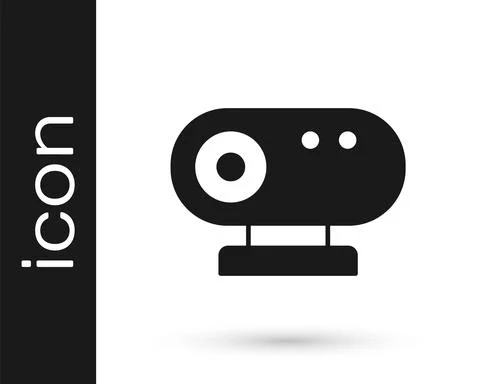 Black Web camera icon isolated on white background. Chat camera. Webcam icon Stock Illustration