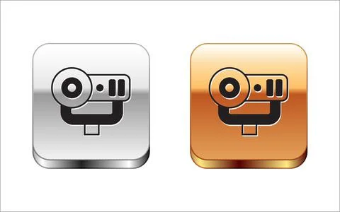 Black Web camera icon isolated on white background. Chat camera. Webcam icon 스톡 일러스트
