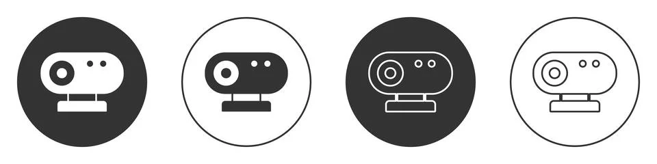 Black Web camera icon isolated on white background. Chat camera. Webcam icon Stock Illustration