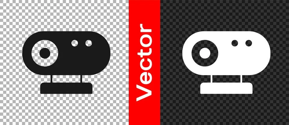 Black Web camera icon isolated on transparent background. Chat camera. Webcam Stock Illustration