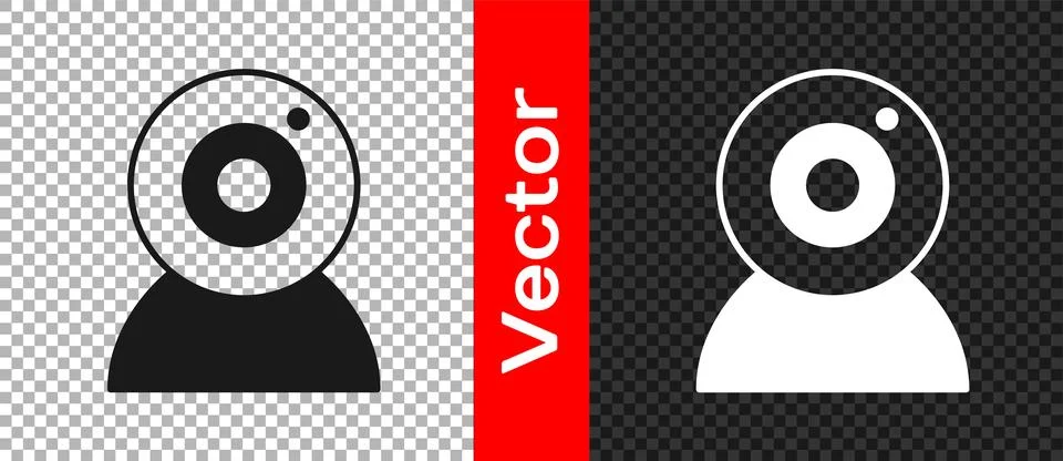 Black Web camera icon isolated on transparent background. Chat camera. Webcam 스톡 일러스트