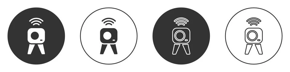 Black Web camera icon isolated on white background. Chat camera. Webcam icon. Stock Illustration