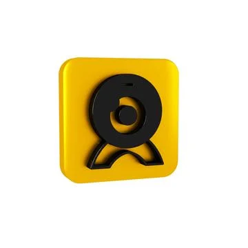 Black Web camera icon isolated on transparent background. Chat camera. Webc.. Stock Illustration