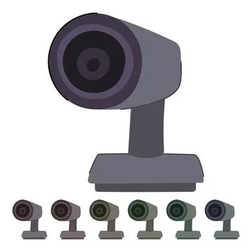 Black web camera vector cartoon graphic 库存插图