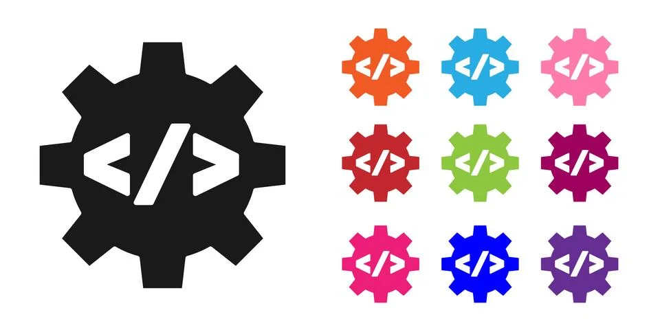 Black Web design and front end development icon isolated on white background 스톡 일러스트