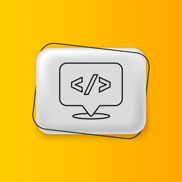 Black Web design and front end development icon isolated on yellow backgrou.. Stock Illustration