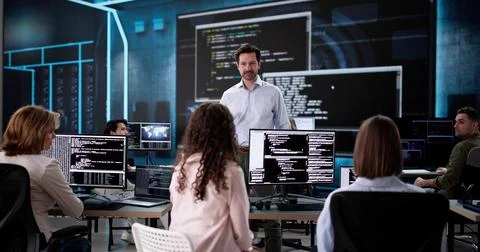 Black web developers coding software Stock Photos