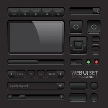 Black Web UI Elements. Vector illustration Stock Illustration