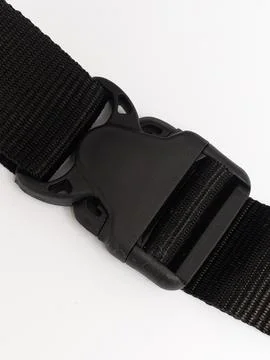 Black webbing strap buckle hardware close up Stock Photos