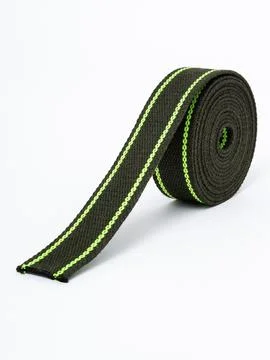 Black webbing strap with green stripe diagonal Stock Photos