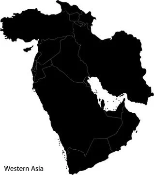 Black Western Asia map Stock Illustration