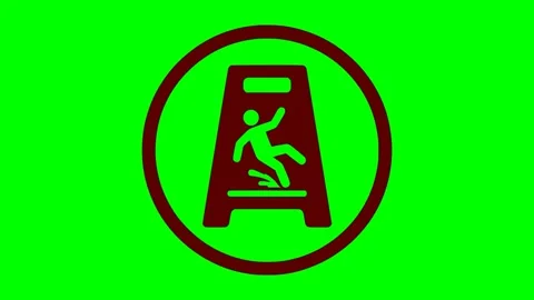 Black wet floor warning sign red flash animation Видео 342830160