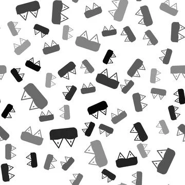 Black Whale tail in ocean wave icon isolated seamless pattern on white back.. Illustrazione stock